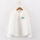 Floral Ruffled Blouse White - One Size