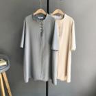 3/4-sleeve Frill Trim Dress