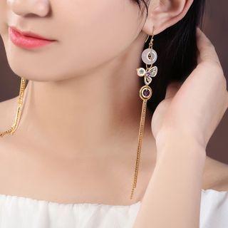 Butterfly Drop Sterling Silver Ear Stud / Clip-on Earring