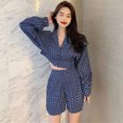 Set: Patterned Jacket + Shorts As Shown In Figure - One Size