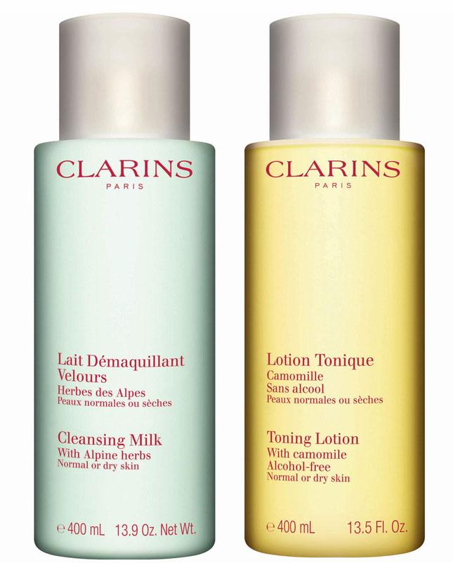 Clarins - Duo Demaquillant Set: Lotion Tonique Camomille 400ml + Cleansing Milk With Alpine Herbs 400ml 2 Pcs