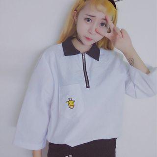 3/4-sleeve Zip Polo Shirt