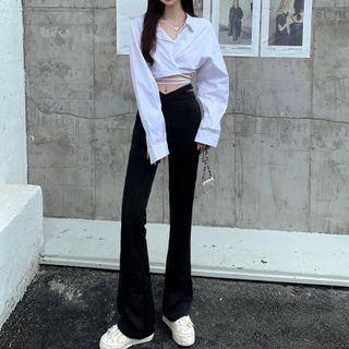 Tie-waist Crop Shirt / Bootcut Pants