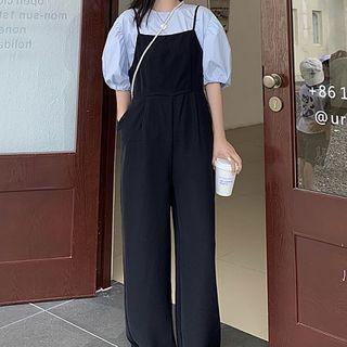 Elbow-sleeve Blouse / Spaghetti Strap Jumper Pants