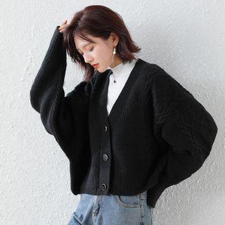 Cable Knit Batwing-sleeve Cardigan