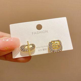 Rhinestone Stud Earring 1 Pair - E4932 - Gold - One Size
