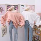 One-shoulder Loose-fit V-neck Sweatshirt