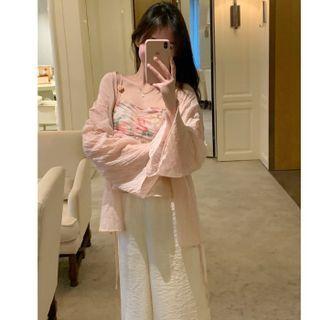 Floral Panel Camisole Top / Cardigan