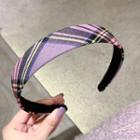 Plaid Face Wash Headband 1 Pc - 02 - Plaid - Purple - One Size