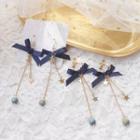 Fabric Bow Alloy Star Fringed Earring