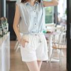 Pleated-front Linen Shorts