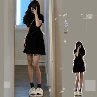 Short-sleeve Bow-back Shirtdress