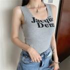 Lettering Ribbed Knit Tank Top