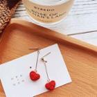 Heart Dangle Earring 1 Pair - 925 Silver - Heart - Red - One Size