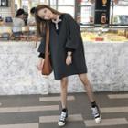 Plain V-neck Loose-fit Dress