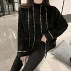 Contrast Trim Shearling Coat Black - One Size