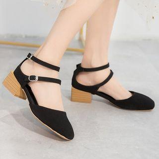 Faux Suede Block Heel Dorsay