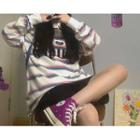 Striped Loose Fit T-shirt White - One Size