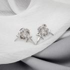 Flower Cross Rhinestone Alloy Earring E1978 - 1 Pair - Silver - One Size