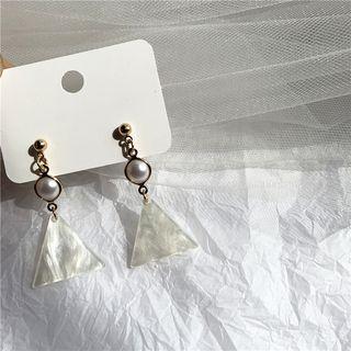 Faux Pearl Acetate Triangle Dangle Earring