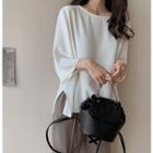 3.40sleeve Slit-hem Top