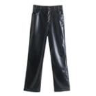 Faux Leather Straight Leg Jeans