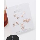 Rhinestone Heart / Engraved Heart / Love Lettering / Openwork Heart / Cross Ear Stud Set (10 Pcs)
