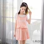 Set: Short-sleeve Top + Print Polka Dot Dress