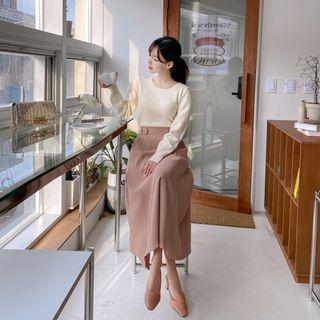 Tab-waist Pocket-side Long Skirt