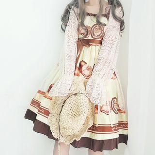Sleeveless Bread Print A-line Dress