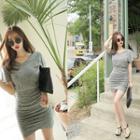 V-neck Shirred-side Dress