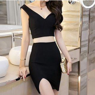 Set: Sleeveless Cropped Top + Pencil Skirt