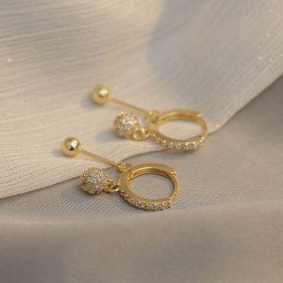 Ball Drop Mini Hoop Earring 1 Pair - Hoop Earring - Tassel - Gold - One Size