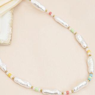 Faux Pearl Acrylic Bead Necklace White - One Size