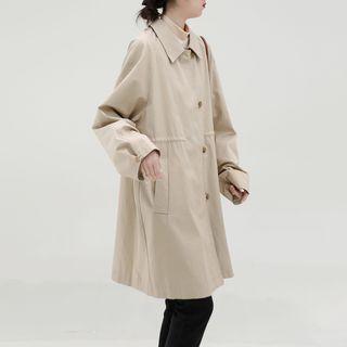 Single-breasted Long Trench Coat Light Khaki - One Size