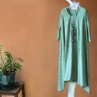 Elbow Sleeved Linen-blend Dress