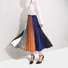 A-line Midi Paneled Pleated Skirt
