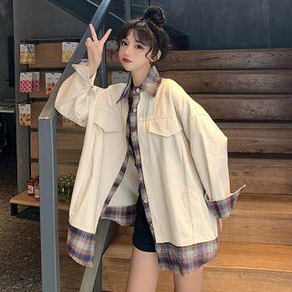 Long-sleeve Mock Two-piece Shirt Jacket