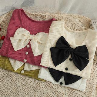 Colorblock Ribbon-accent Slim Top