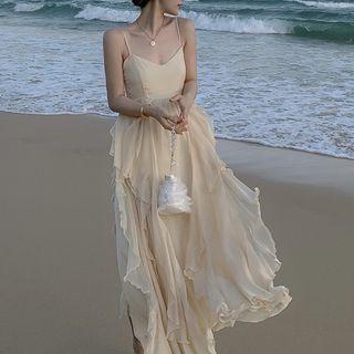 Spaghetti-strap Chiffon Maxi A-line Dress