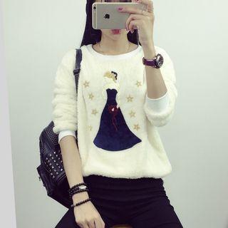 Paneled Furry Pullover