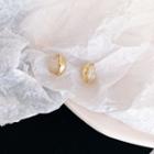 Rhinestone Hoop Sterling Silver Ear Stud My32864 - 1 Pair - Gold - One Size