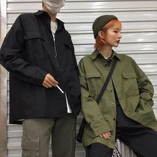 Couple Matching Hidden Placket Shirt