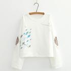 Plaid Panel Fish Print Pullover White - One Size