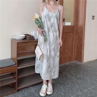 Spaghetti Strap V-neck Tie-dye Dress