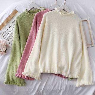 Ruffled-trim Loose-fit Sweater