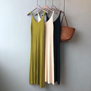 Strappy Knit Midi A-line Dress