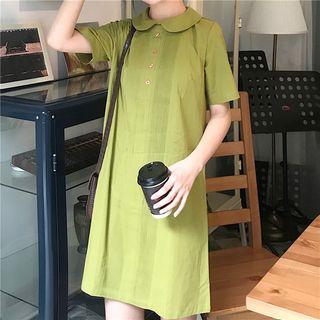 Plain Buttoned A-line Dress