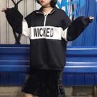 Color Block Lettering Pullover Black - One Size