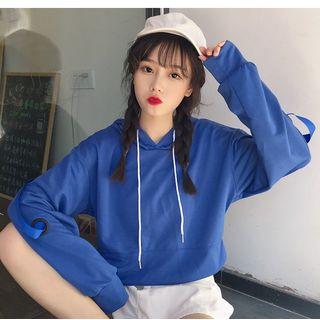 Plain Hoodie / Pleated Mini Skirt